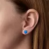 Strieborné náušnice srdca s modrým syntetickým opálom 31259.3 blue