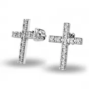 Zlaté náušnice - krížik s briliantmi 140018-B-DIA