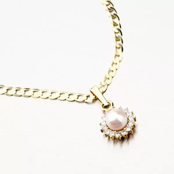 Zlatý prívesok s perlom a zirkónmi 352p-30104