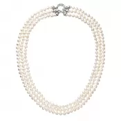 Perlový náhrdelník trojradový z pravých riečnych perál biely 22035.1