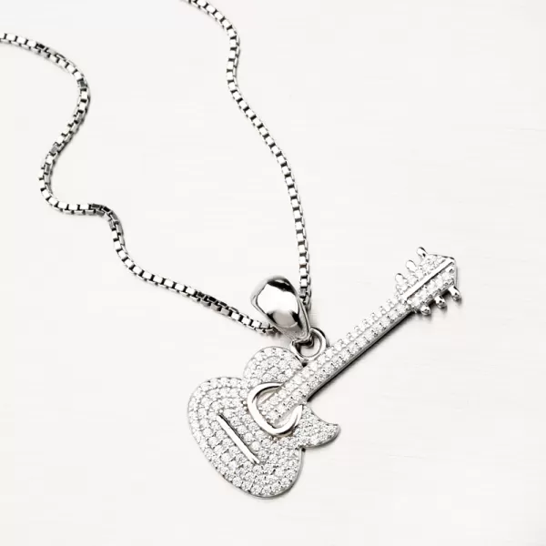 Strieborný prívesok elektrická gitara so zirkónmi PKL-3107