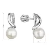 Zlaté 14 karátové náušnice biele zlato s riečnou perlou a zirkónmi 81PZ00026