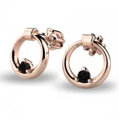 Zlaté náušnice krúžky s čiernymi zirkónmi 140022-CV-ZIR-Black