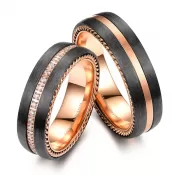 Oceľové ružové snubné prstene s karbónom SP-CA-003