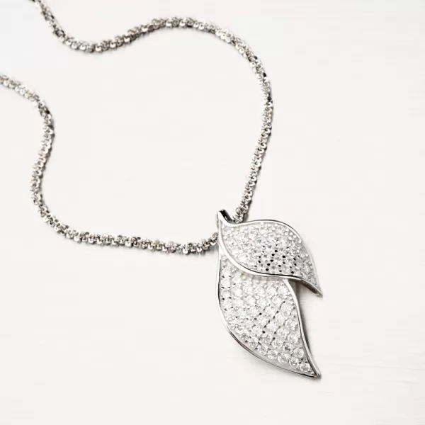 Strieborný prívesok lístky so zirkónmi PKL-3076