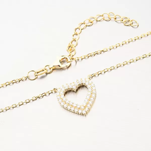 Pozlátený strieborný náhrdelník so srdcom N2100513-1905-SLX