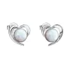 Strieborné náušnice srdca s bielym syntetickým opálom 31259.3 white