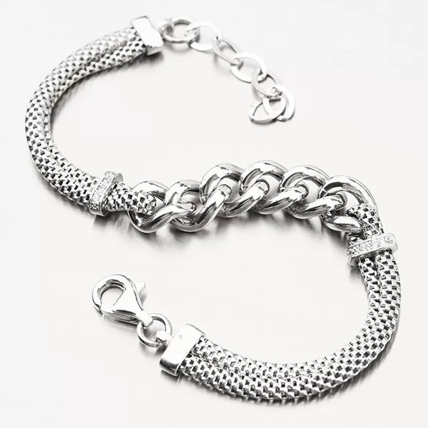 Strieborný náramok so zirkónmi B1403358-0940-SLX