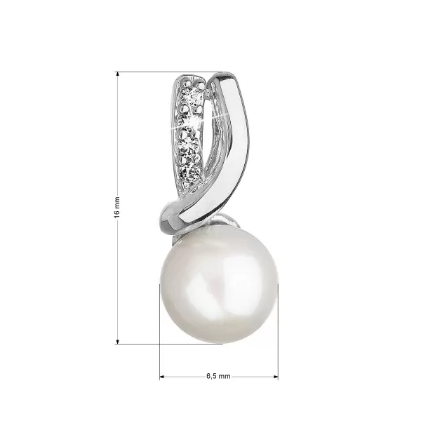 Zlatý 14 karátový prívesok biele zlato s riečnou perlou a zirkónmi 84PZ00006