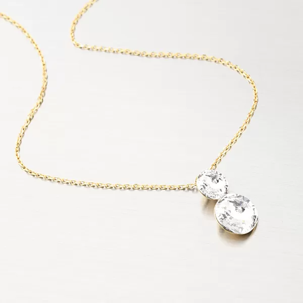 Náhrdelník s kryštálmi vo farbe žltého zlata N1500754-2120-SLX