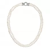 Perlový náhrdelník dvojradový z pravých riečnych perál biely 22036.1