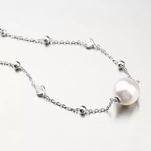 Strieborný náramok s perlom a zirkónmi B2202681-0398-SLX