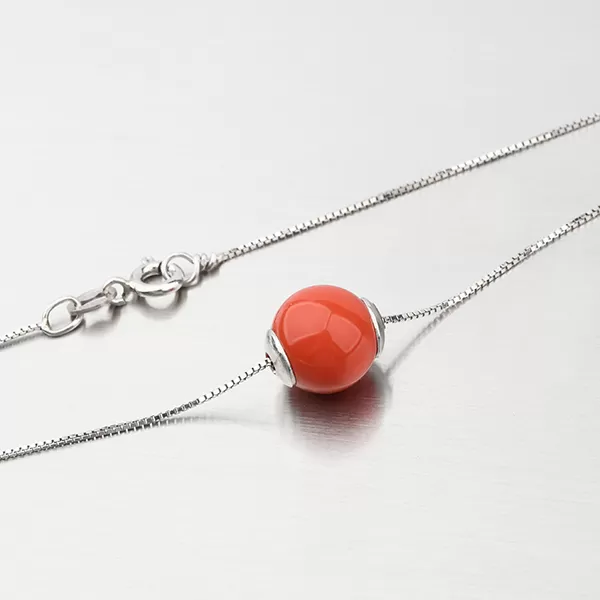 Strieborný náhrdelník s koralom N1200021-0851-SLX