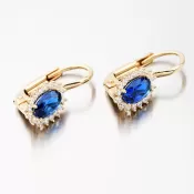 Dámske náušnice žlté zlato 585 sa zafír 12-641