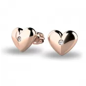 Zlaté náušnice srdiečka s briliantmi 140019-CV-DIA