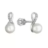 Zlaté 14 karátové náušnice biele zlato s riečnou perlou a zirkónmi 81PZ00028 nekonečno