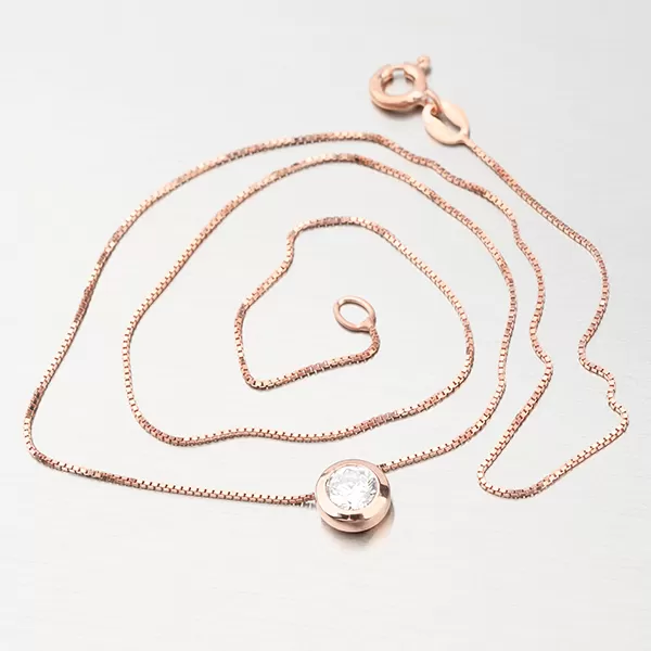 Ružovým zlatom pozlátený náhrdelník so zirkónom N1400019-0871-SLX