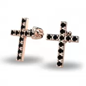 Zlaté náušnice - krížiky s čiernymi briliantmi 140018-CV-DIA-Black