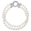 Perlový náramok dvojradový z pravých riečnych perál biely 23013.1