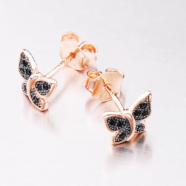 Strieborné náušnice motýľov v ružovej farbe zlata E1703978-2281-SLX