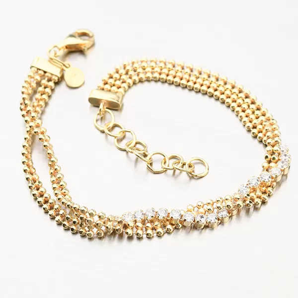 Pozlátený strieborný náramok so zirkónmi B1701026-1256-SLX