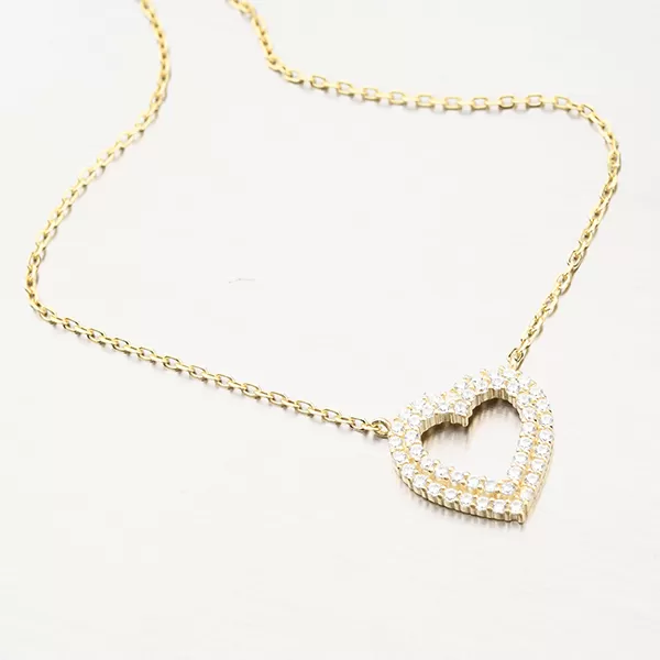 Pozlátený strieborný náhrdelník so srdcom N2100513-1905-SLX