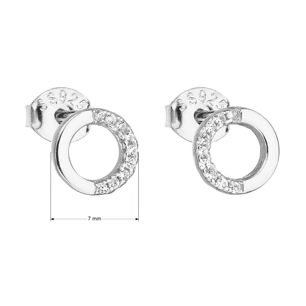 Strieborné náušnice pecka so zirkónom biele okrúhle 11122.1