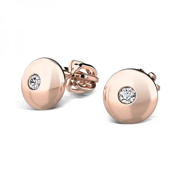 Zlaté náušnice kôstky s briliantmi 140009-CV-DIA