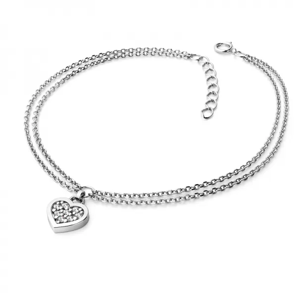 Náramok so srdiečkom a diamantmi 10881-NR02-B