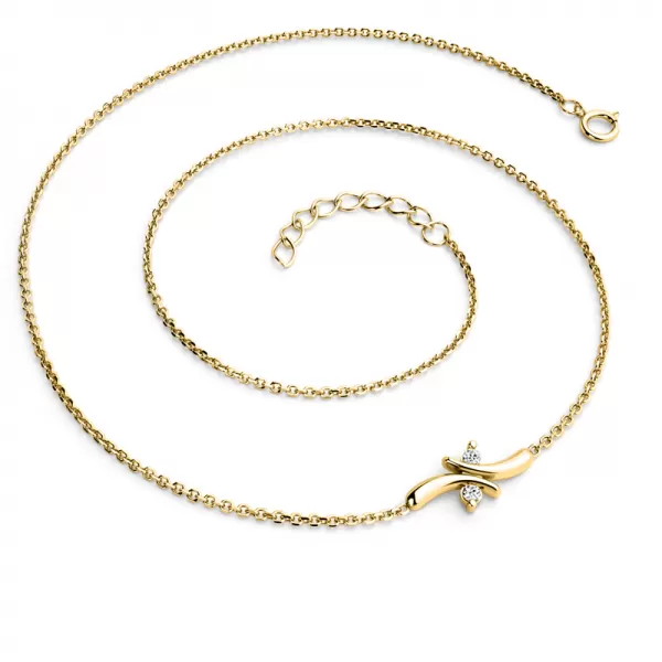 Dámsky náhrdelník žlté zlato 585/1000 prírodný diamant 0,030 ct G/SI brilianty 10851-NH01-ZL