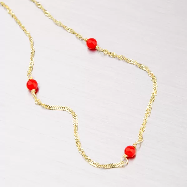 Zlatá retiazka s červenými koralmi 45-1141
