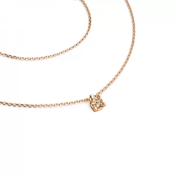 Dámsky náhrdelník žlté zlato 585/1000 prírodný diamant 0,130 ct so šampanským 10828-NH02-CV-Champ