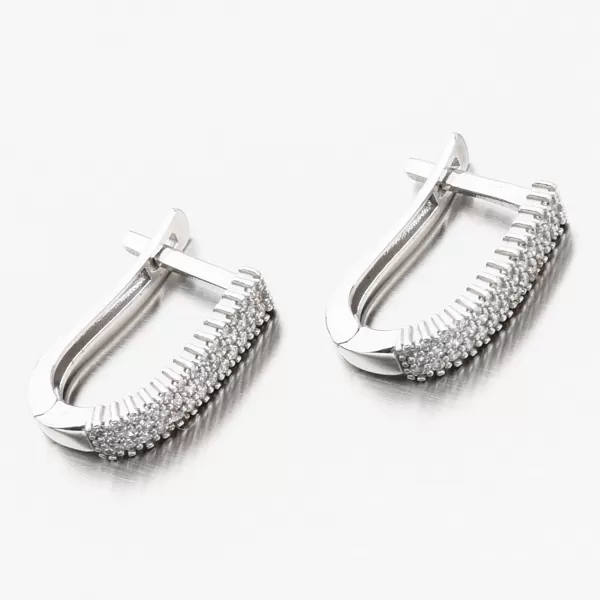 Náušnice so zirkónmi z bieleho zlata 612A-002