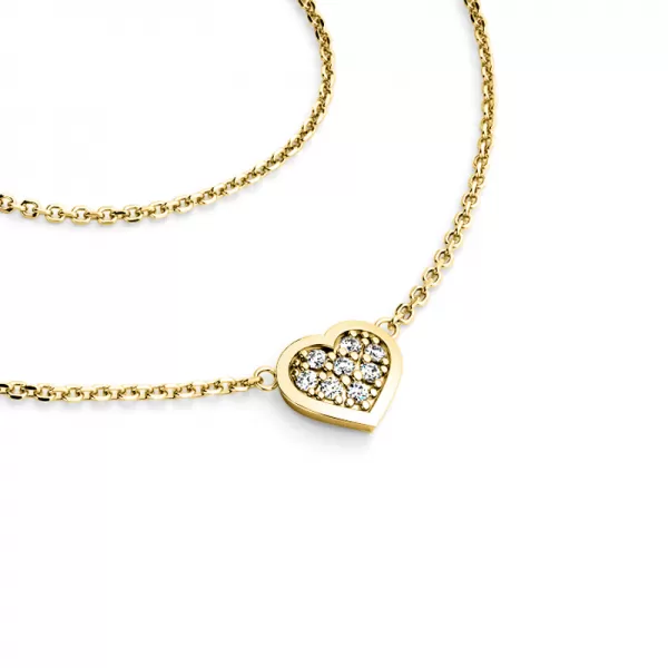 Náhrdelník zo žltého zlata so srdiečkom s briliantmi 10877-NH01-ZL
