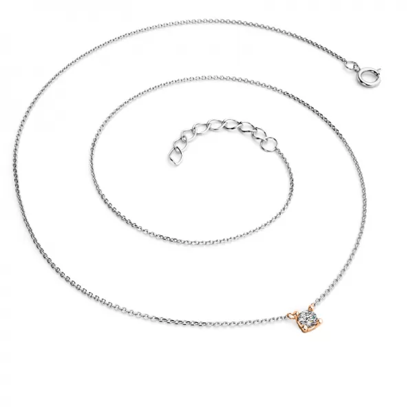 Dámsky náhrdelník zlatý mix 585/1000 prírodný diamant 0,130 ct G/SI briliant 10828-NH01-BCV