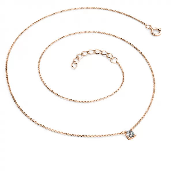 Dámsky náhrdelník z ružového zlata 585/1000 prírodný diamant 0,130 ct G/SI s briliantom 10828-NH01-CV