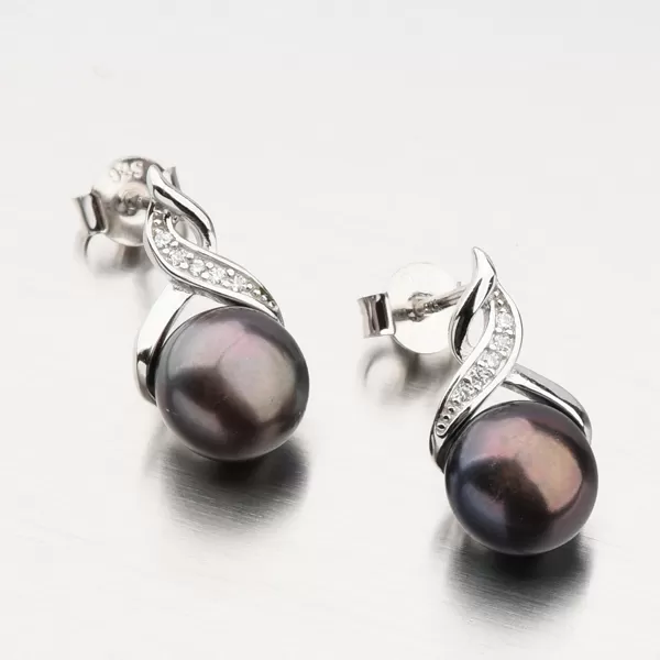 Strieborné náušnice s perlou a so zirkónmi UPST-122616PB