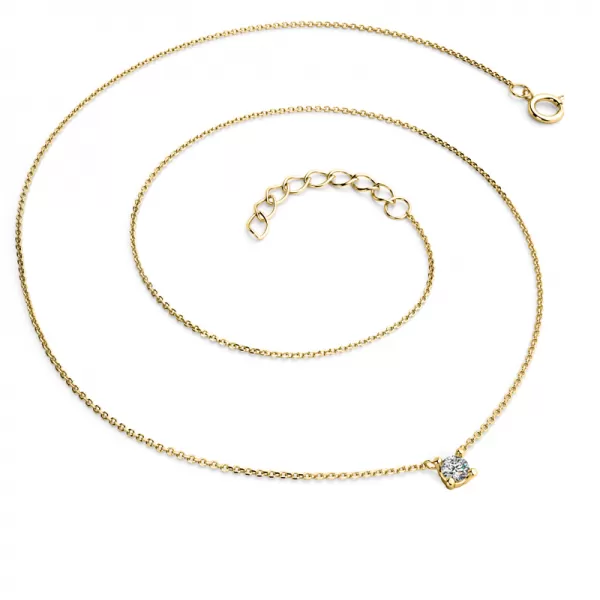 Dámsky náhrdelník žlté zlato 585/1000 prírodný diamant 0,130 ct G/SI s briliantom 10828-NH01-ZL