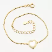 Pozlátený strieborný guličkový náramok so srdiečkom BST-14662/G