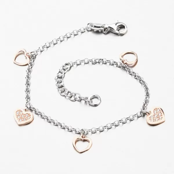 Strieborný náramok so srdiečkami B1600354-0331-SLX