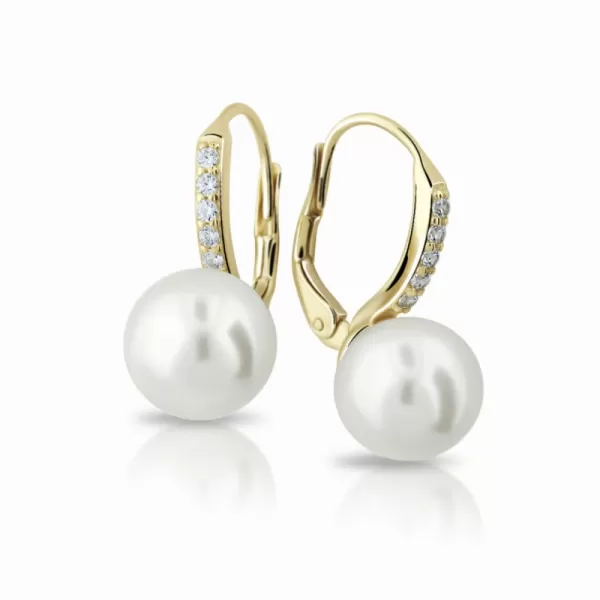 Perlové náušnice so zirkónmi 52NK-3122ZL