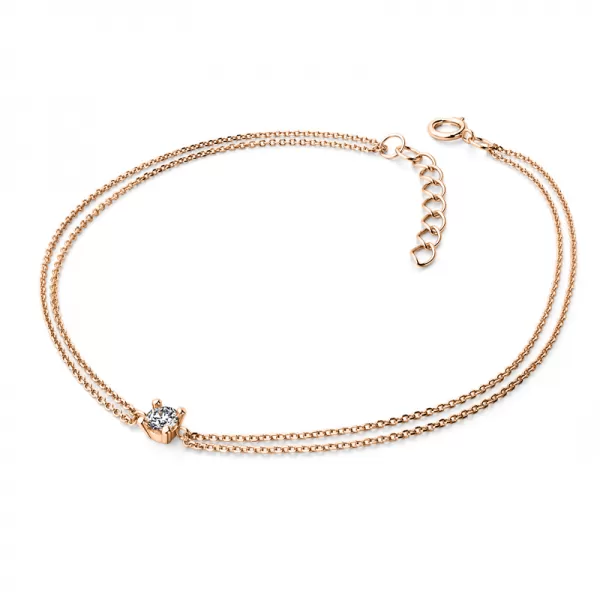 Dámsky náramok žlté zlato 585/1000 prírodný diamant 0,130 ct G/SI s ružovým 10828-NR02-CV