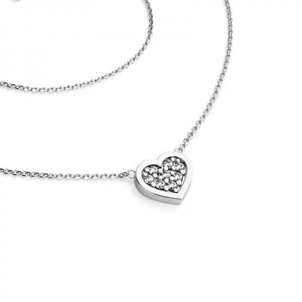 Náhrdelník z bieleho zlata so srdiečkami so brilancami 10881-NH01-B