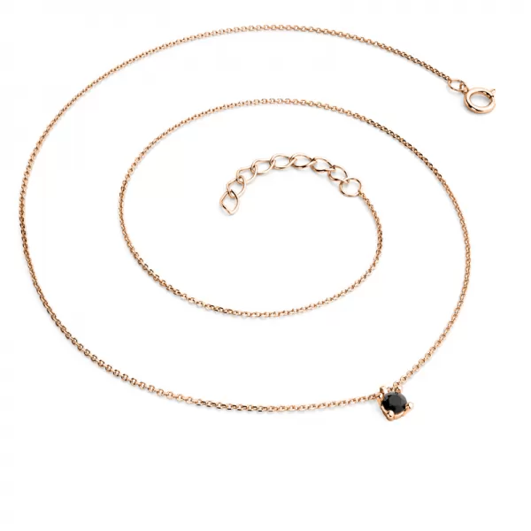 Dámsky náhrdelník žlté zlato 585/1000 prírodný diamant 0,130 ct s čiernym 10828-NH02-CV-Black