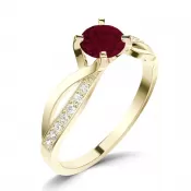 Dámsky prsteň prírodný diamant 0,60 ct G/SI granát a diamanty 140002-ZL-GRA