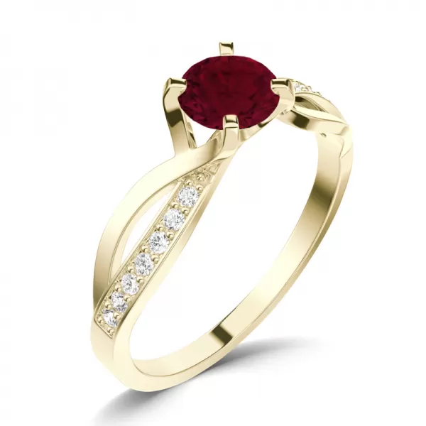 Dámsky prsteň prírodný diamant 0,60 ct G/SI granát a diamanty 140002-ZL-GRA