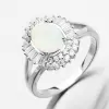 Strieborný prsteň s bielym opálom a so zirkónmi PKL-1028