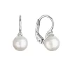 Zlaté 14 karátové náušnice biele zlato s riečnou perlou a zirkónom 81PZ00023