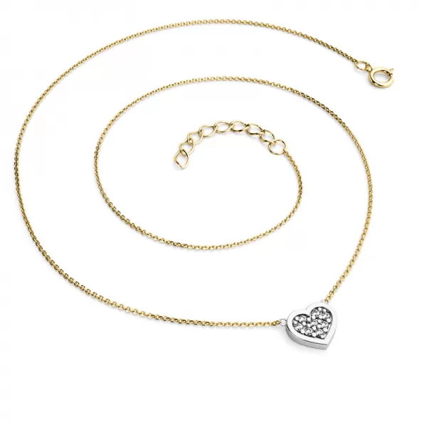 Náhrdelník žltého a bieleho zlata so srdcom 10881-NH01-ZLB