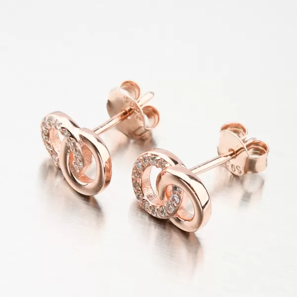 Strieborné náušnice so zirkónmi vo farbe ružového zlata UPST-122831-R